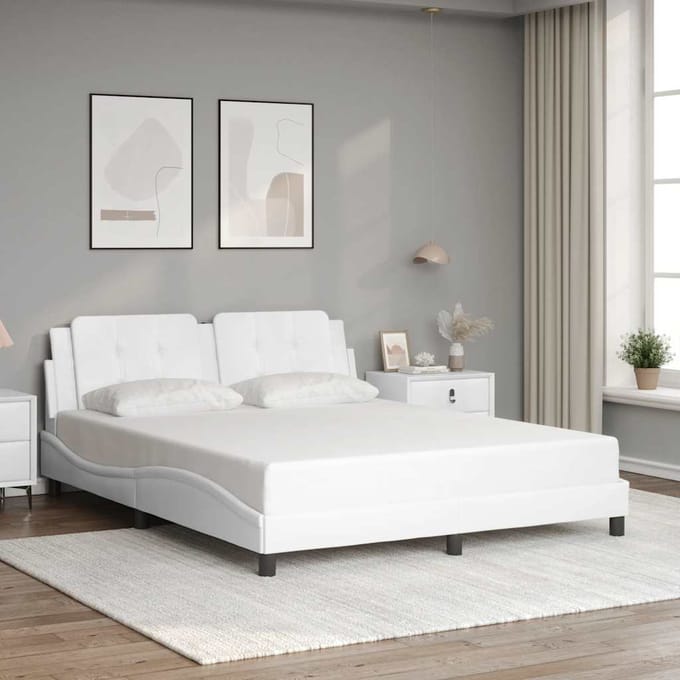 vidaXL - Bedframe - zonder - matras - "Zadar" - kunstleer - wit - 160x200 - cm