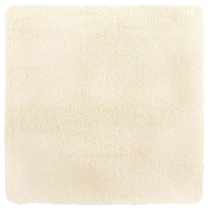 vidaXL - Hoogpolig - vloerkleed - NAVARRA - 160x160 - cm - polyester - crèmekleurig
