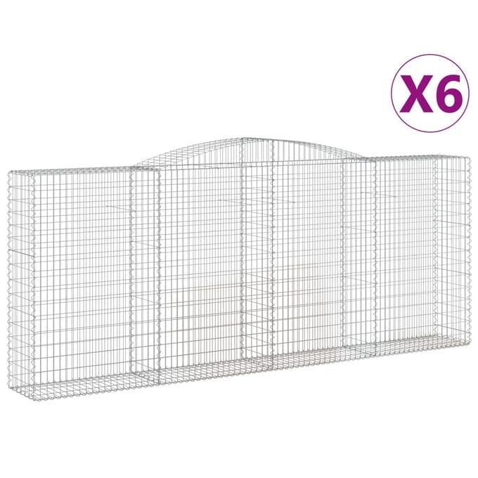 vidaXL - Schanskorven - 6 - st - gewelfd - 400x50x160/180 - cm - ijzer