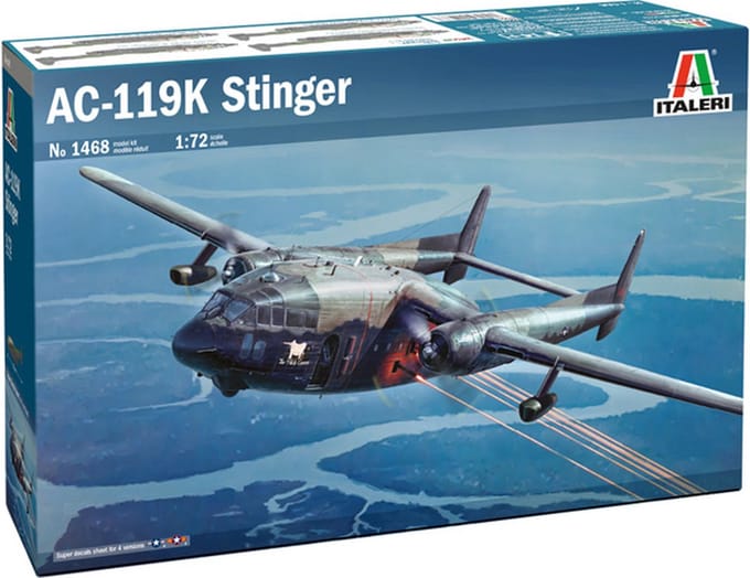 Italeri Modelbouwpakket Vliegtuigen - 1468 AC-119K Stinger Plane Plastic - 1:72 - Modelbouw