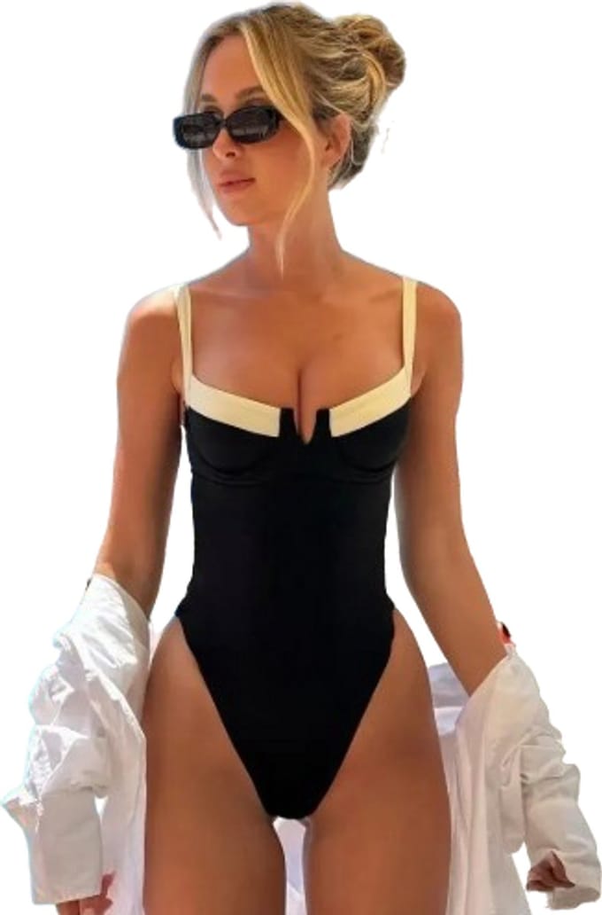 Badpak met Harde Open Decollete - Design - Bikini - Mode - Zwart