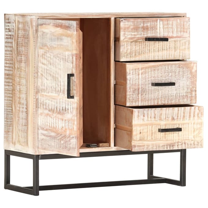 vidaXL - Dressoir - 73x30x75 - cm - massief - acaciahout - wit