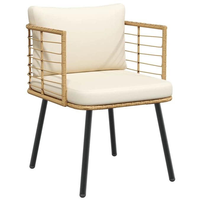 vidaXL - Tuinstoel - met - kussens - poly - rattan - naturel