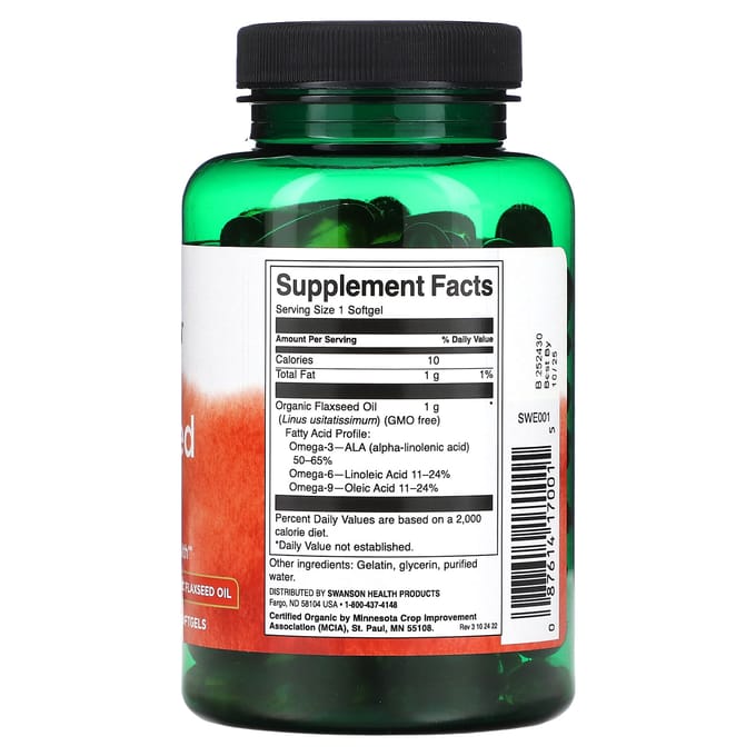 Lijnzaadolie, 1.000 mg, 100 softgels