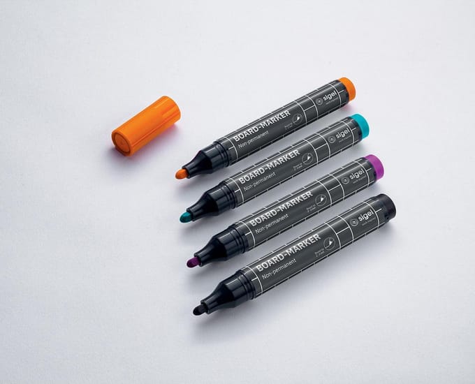 Sigel whiteboardstift 4 kleur zwart/turkoois/magenta/oranje whiteboard stift