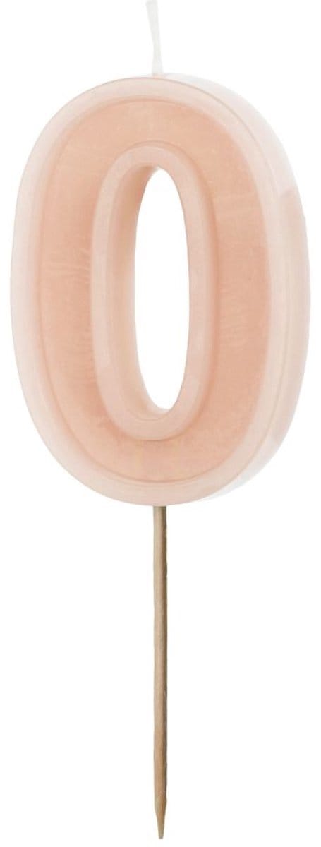 Taartkaars nummer 0 oudroze 6cm