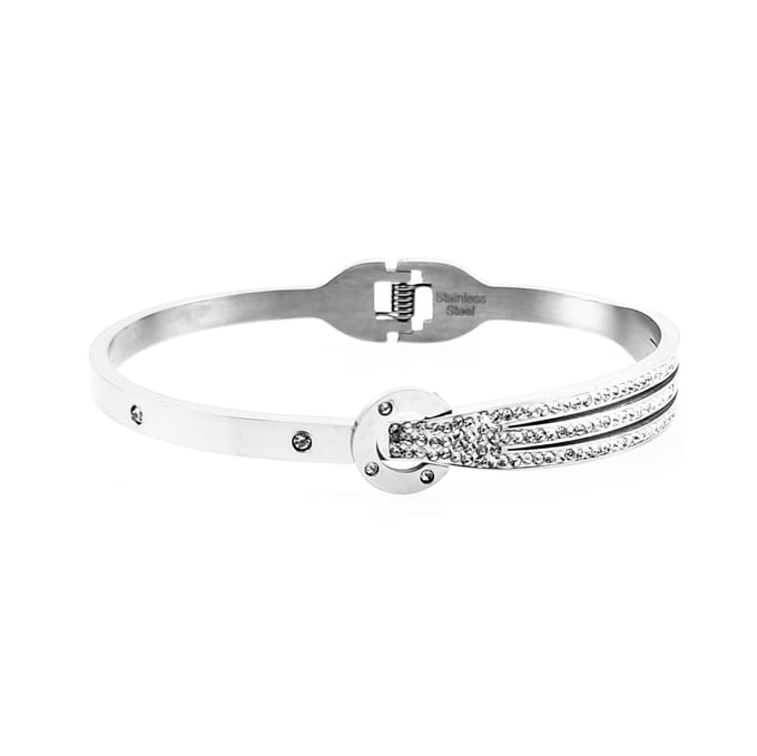 Roestvrij Stalen Dames Bangle Armband met Strass