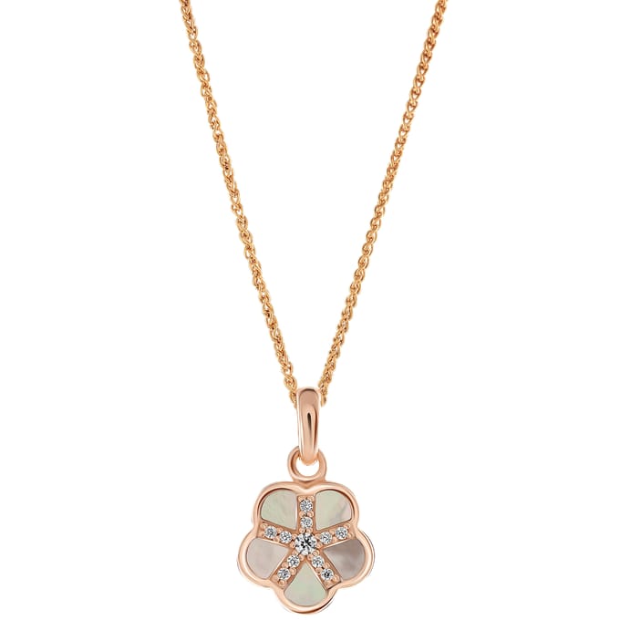 Orphelia 'Daisy' Dames 925 Zilveren Set: Ketting + Oorbellen + Ring - Roze SET-7585/RG