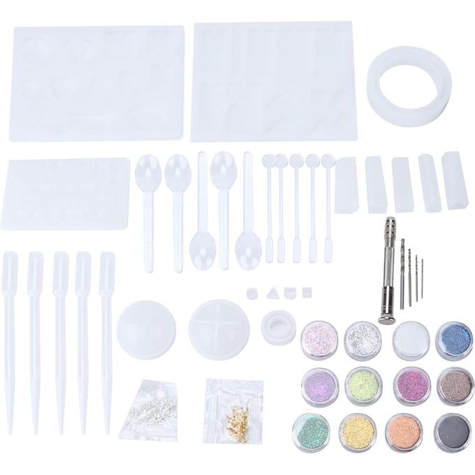 94 Stuks Siliconen Sieraden Mallen Herbruikbaar Duurzaam Veilig Elastisch DIY Eenvoudige Bediening Hanger Gieten white