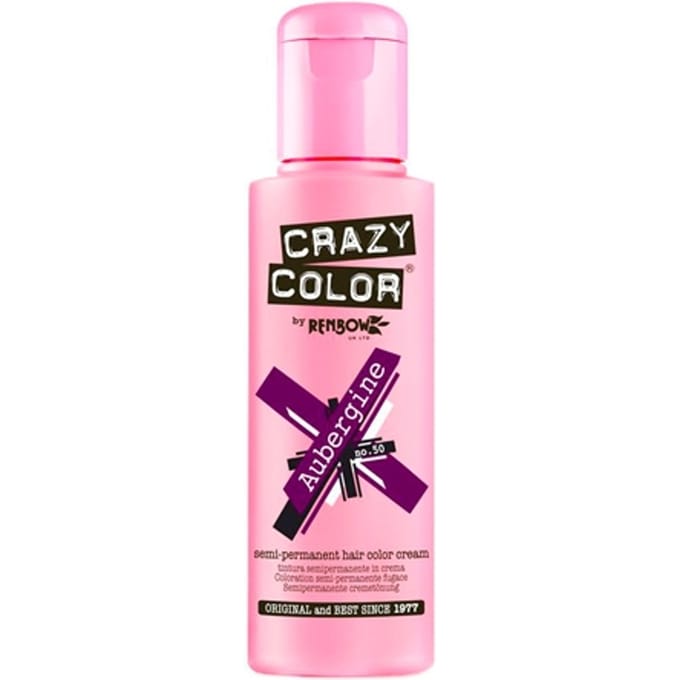 Crazy Color Semi-Permanent Hair Color Cream 50 Aubergine 100ml