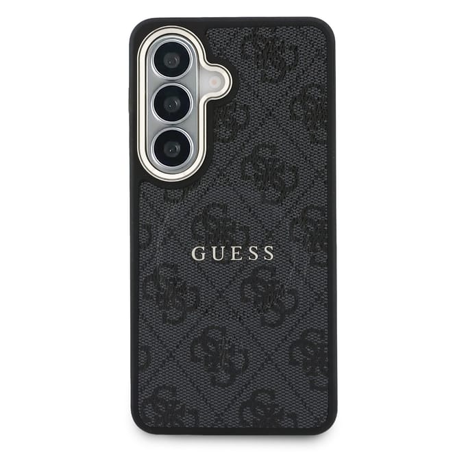 Guess 4G Leather Backcover met MagSafe voor de Samsung Galaxy S26 - Gold Edge - Black
