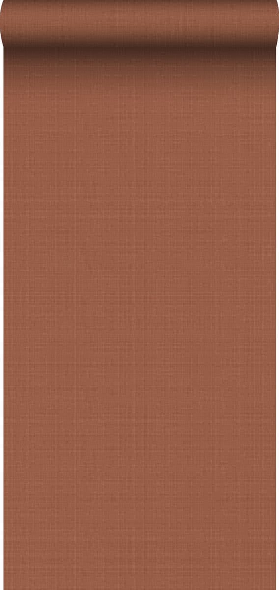 ESTAhome behang linnenstructuur terracotta - 53 cm x 10.05 m - 139369
