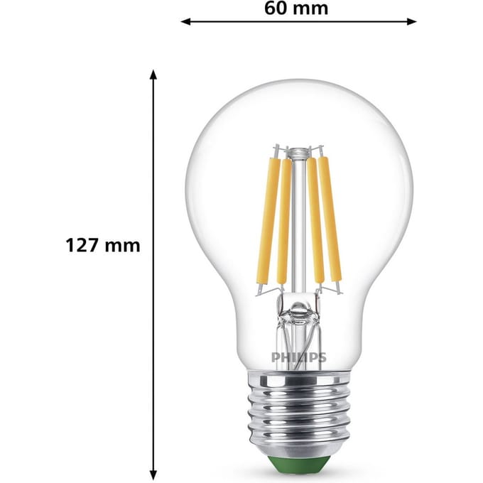 Philips LED spot Ultra Efficient A60 2.3W/827 (40W) Clear 3-pack E27