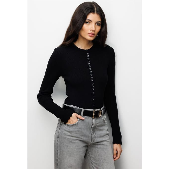 Geribbelde Gebreide Geknoopte Cardigan