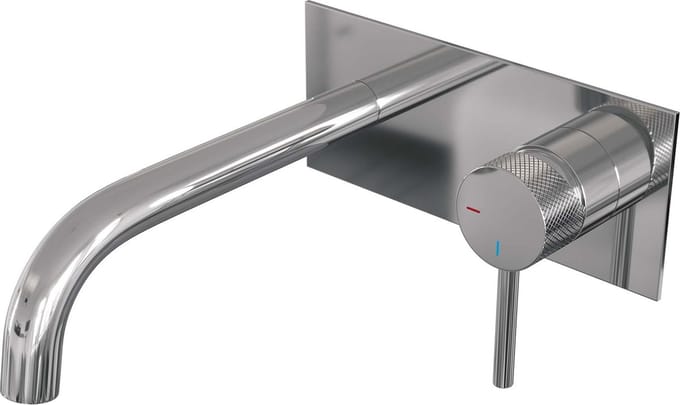 Brauer Chrome Carving inbouw wastafelmengkraan met gebogen uitloop en afdekplaat model A1 chroom