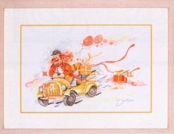 Lanarte borduurpakket clown in auto 15613 Aida