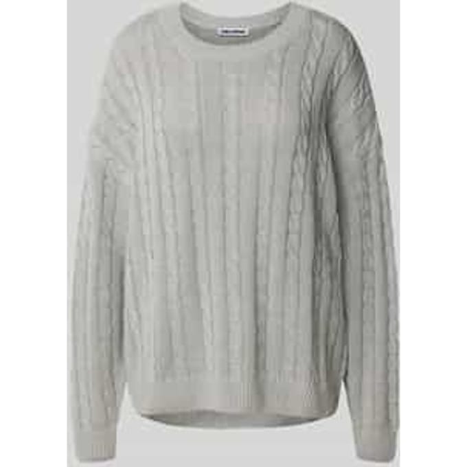 Gebreide pullover met kabelpatroon en ronde hals
