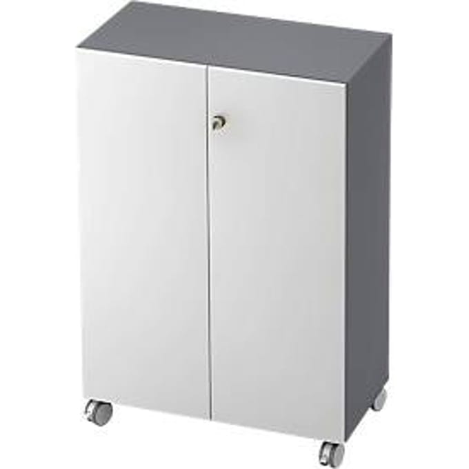 TOPAS LINE rolkast, 3 dossierhoogtes, afsluitbare deuren, grafiet/wit