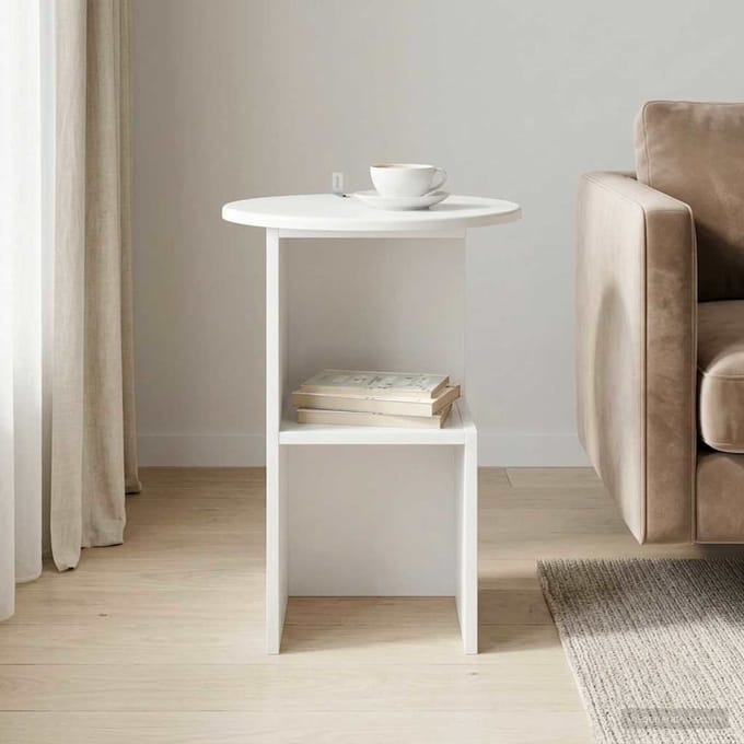 vidaXL - Bijzettafel - Wit - Ø - 39,5 - x - 55 - cm - Bewerkt - hout