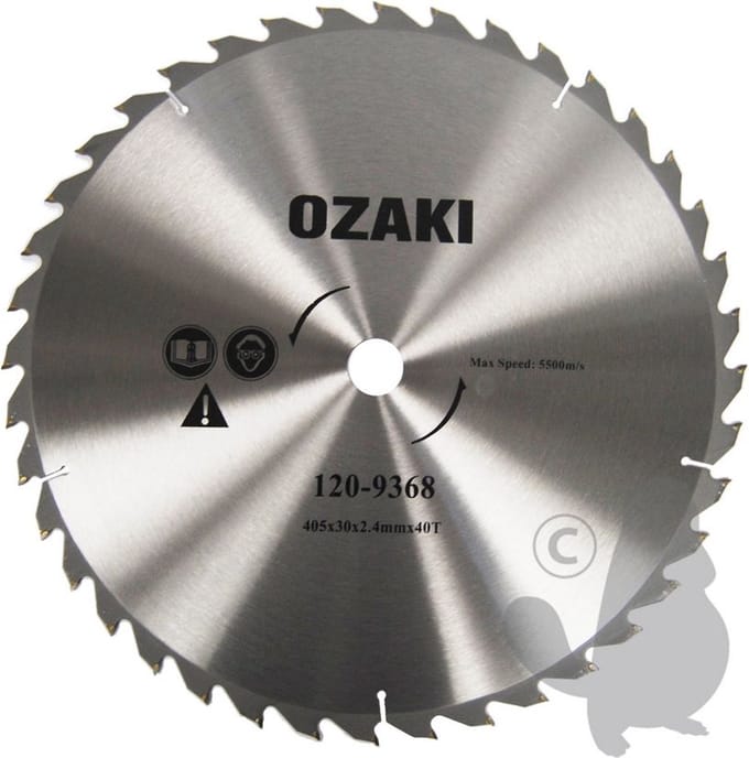 Ozaki Carbide mes 40 tanden - Snijbreedte 405mm, boring: 30mm, dikte: 2,4mm