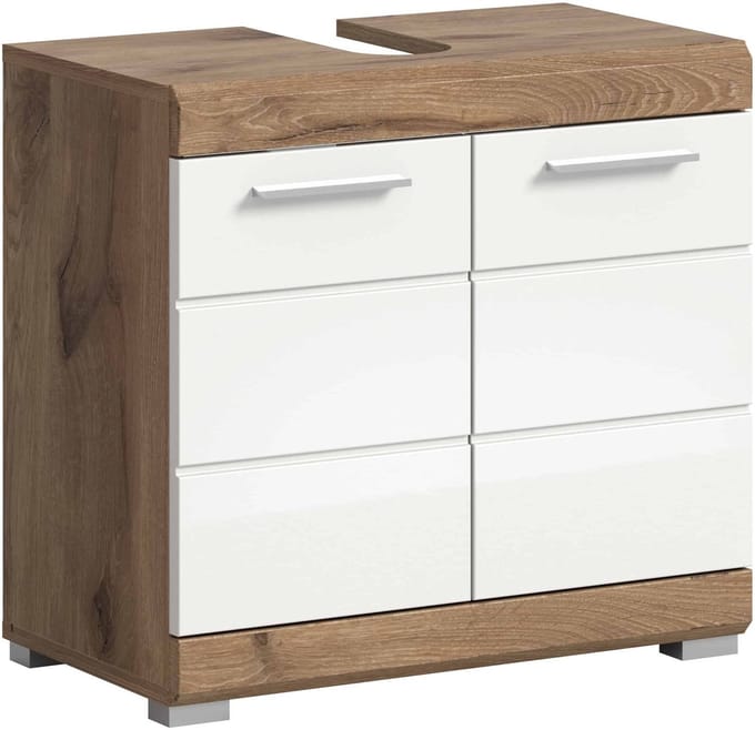 Wave wastafelmeubel wit hoogglans MDF TZ Nox Eiken NB - 31x37x191cm