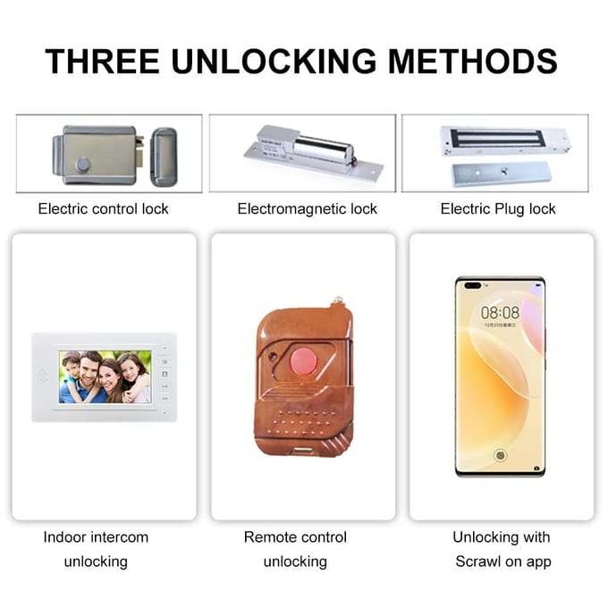 Bekabeld video-intercomsysteem met een 7-inch display Video Deurbel Camera Nachtzicht Mobiel wit