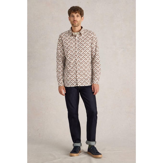 White Stuff Large Dandelion Printed Shirt Natural Multi Größe: S | Casual hemden Outlet | Herren