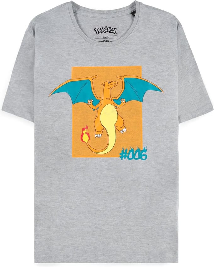 Pokémon - Charizard Heren T-shirt - L - Grijs
