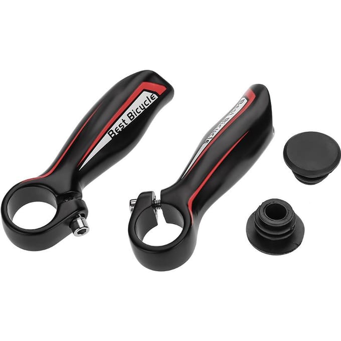 1 Paar Aluminiumlegering Mountainbike Fiets Stuur Bar Ends Handvat Einde 22.2mm black