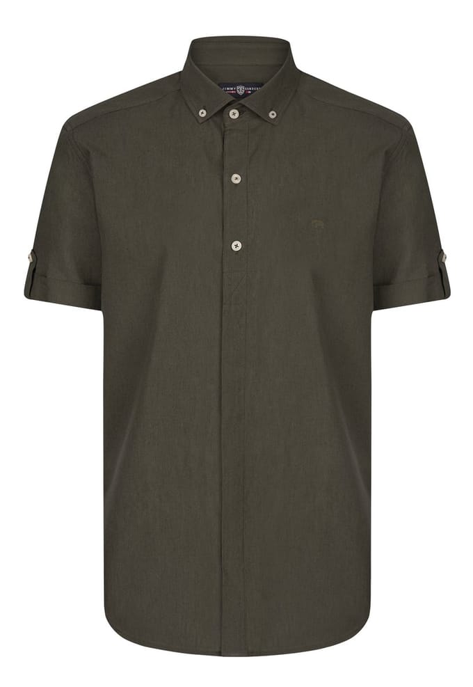 Jimmy Sanders Linnen Katoen Blend Shirt - Overhemd Heren Khaki - M