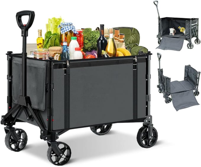 Bolderkar Opvouwbaar Luchtbanden - Strandwagen - Bolderwagen - Grijs