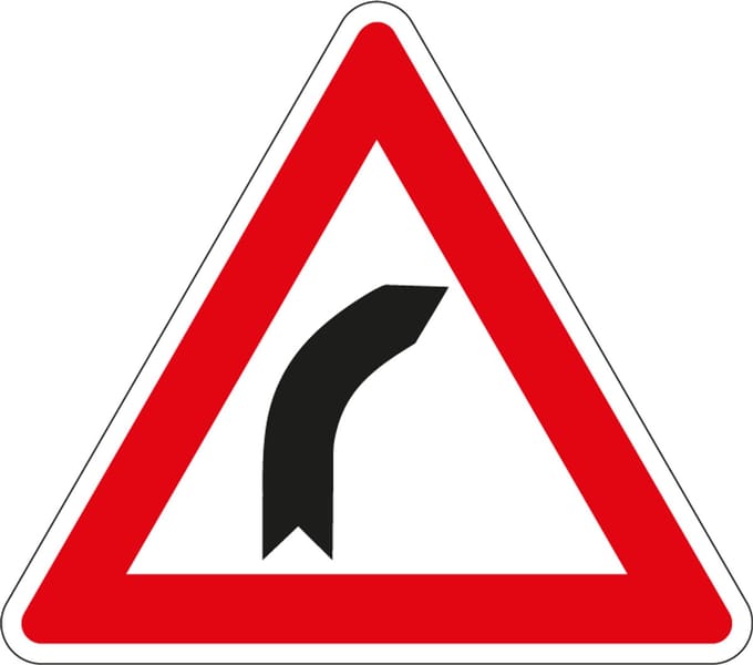 Bocht naar rechts sticker, J2 100 mm