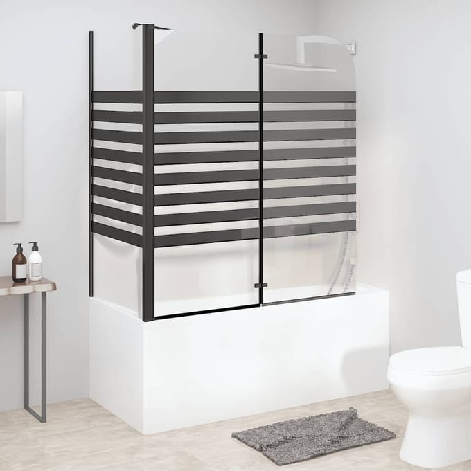 vidaXL - Badwand - gestreept - 120x68x130 - cm - gehard - glas