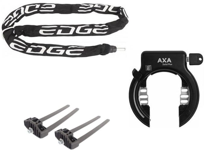 Axa Solid Plus Ringslot ART2 Zwart + Insteekketting 140 cm 5,5 mm Zwart + Flex Mount Bevestigingsset