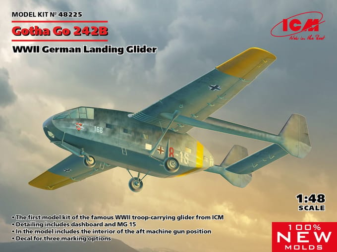 ICM Modelbouwpakket Militaire voertuigen - 48225 Gotha Go 242B - WWII German Landing Glider Plastic - 1:48 - Modelbouw