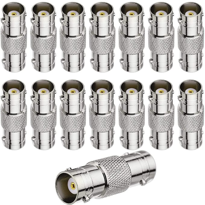 BNC Koppeling Adapter - Connector Verloopstuk - Beveiligingscamera's Verlengen - Vernikkeld Metaal - 15 stuks - Zilver