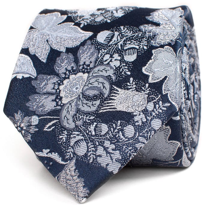 TRESANTI | ARNESANO | Zijden stropdas met bloemen | Blauw