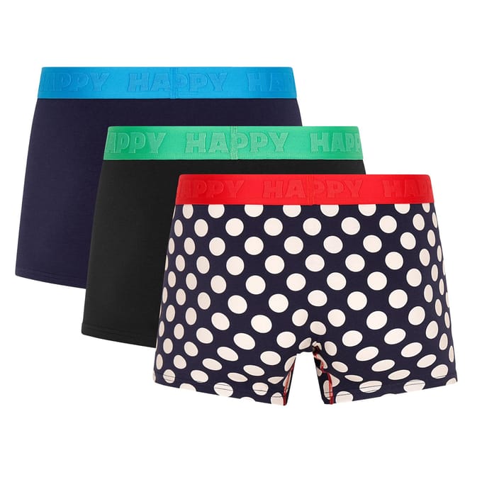 Happy Socks - 3-Pack Navy Big Dot Short Boxers - Heren - Ondergoed