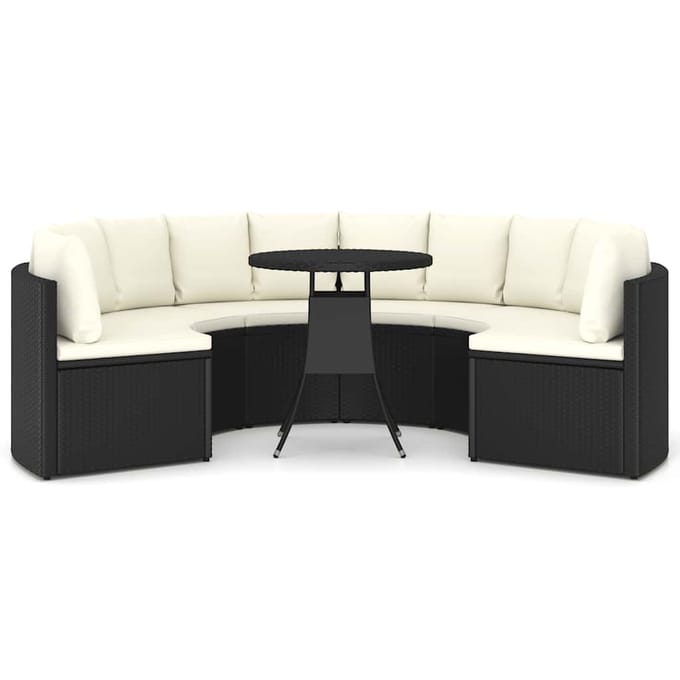 vidaXL - 7-delige - Loungeset - met - kussens - poly - rattan - zwart