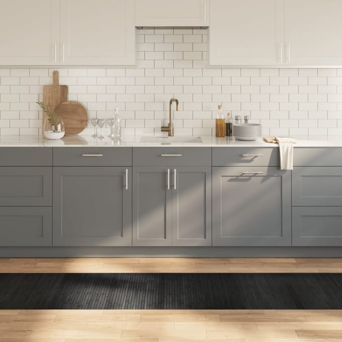 vidaXL - Vloerkleed - rechthoekig - 60x500 - cm - bamboe - grijs