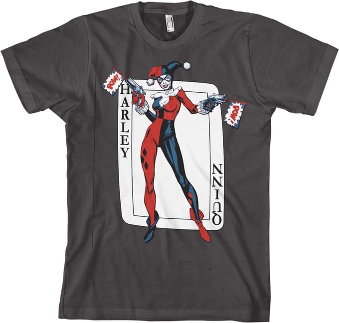 DC Comics Batman Heren Tshirt -M- Harley Quinn Card Games Grijs