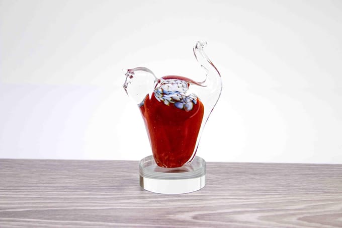 Mini Urn Rode Kat van Mondgeblazen Loranto Glas
