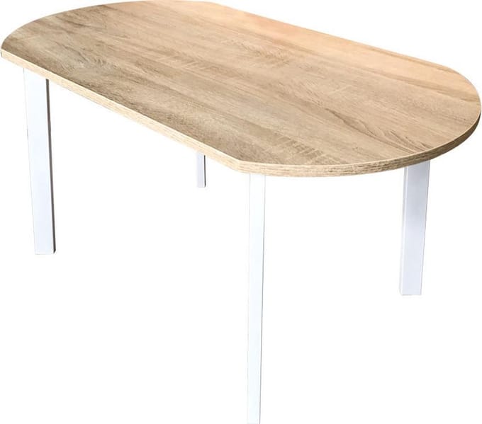 Salontafel - metaal hout - 90 x 50 cm - wit lichtbruin