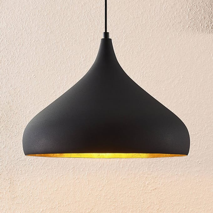 Arcchio - hanglamp - 1licht - ijzer - H: 27 cm - E27 - zwart, goud