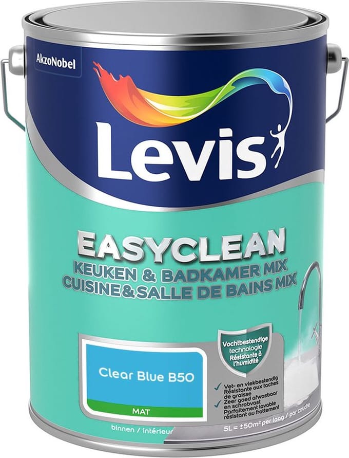 Levis - Easyclean Keuken & Badkamer Mix - Clear Blue B50 - Mengverf - 5 L