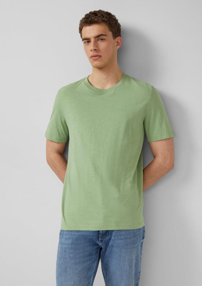 s.Oliver - male - T-shirt in vlamgarenstructuur met logodetail