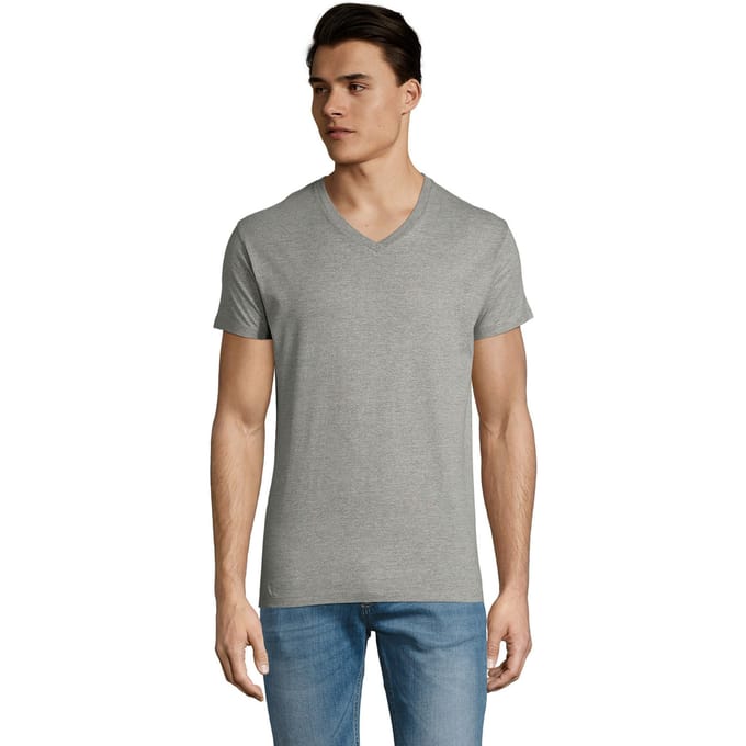 SOLS Heren Imperial V Hals T-shirt (Grijze Melange)
