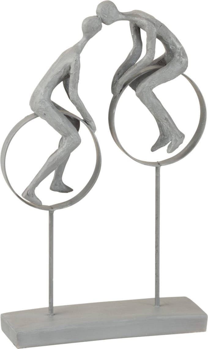 J-Line decoratie Koppel Op Cirkels - polyresin - grijs