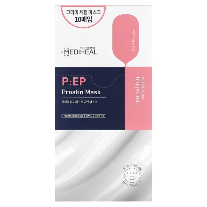 MEDIHEAL, P:EP Proatin Beauty Mask, 10 sheets, 25 ml (0.85 fl oz) each pink