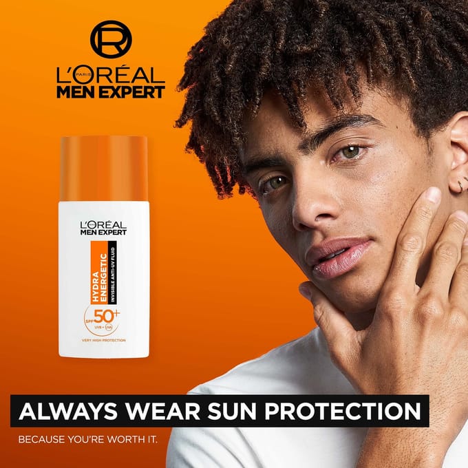L'Oreal Paris Men Expert Hydra Energetic Daily UV Fluid SPF50+ met Vitamine C* - 50ml - Beschermt je huid